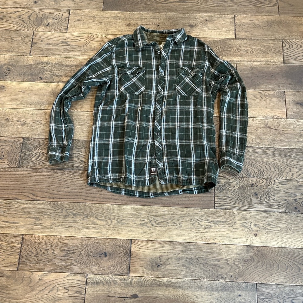 Kuhl Men’s Button-up Green Plaid LS Hiking Shirt